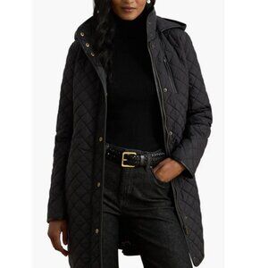 Lauren Ralph Lauren Women's Diamond Quilted Longline Coat Black L